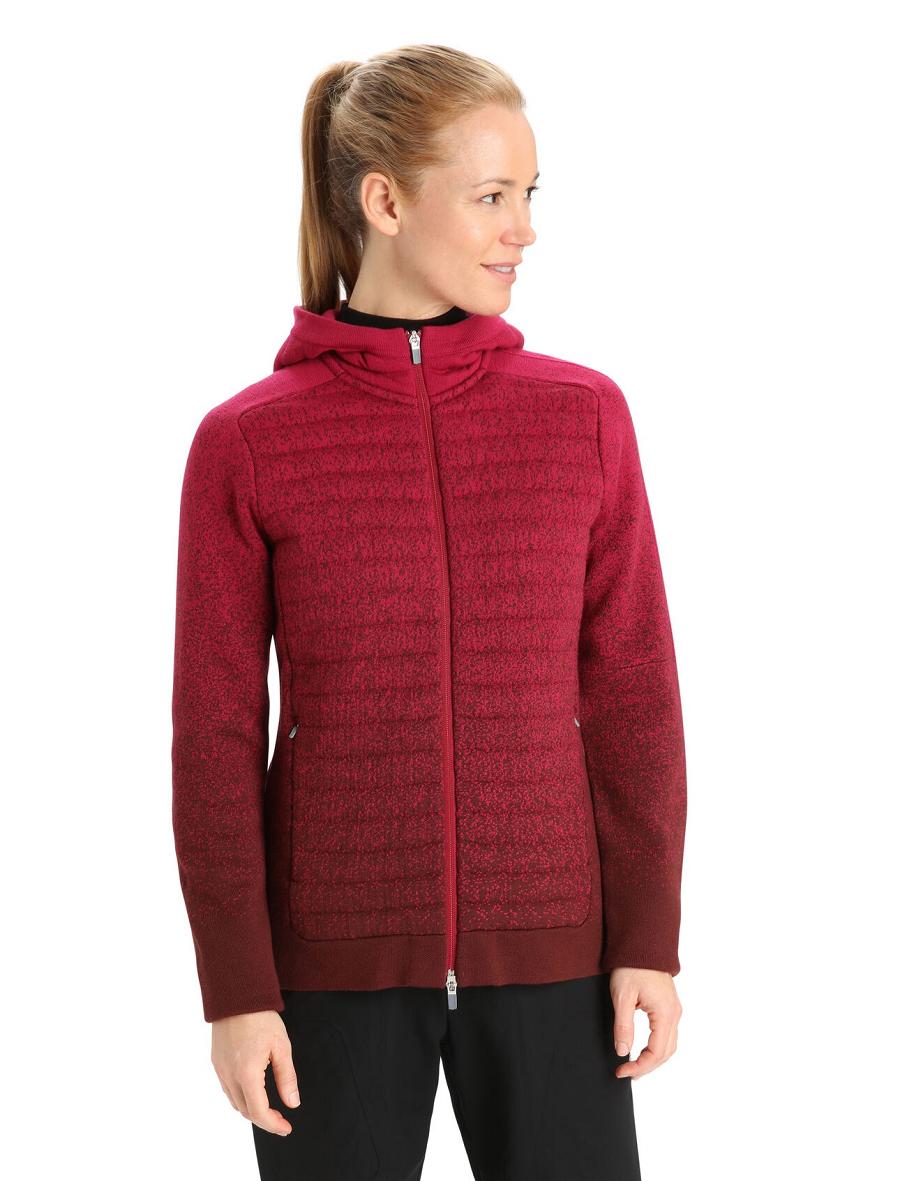 Icebreaker ZoneKnit™ Merino Insulated Long Sleeve Zip Into the Deep Naisten Huppari Pinkki | FI 1679QMAZ